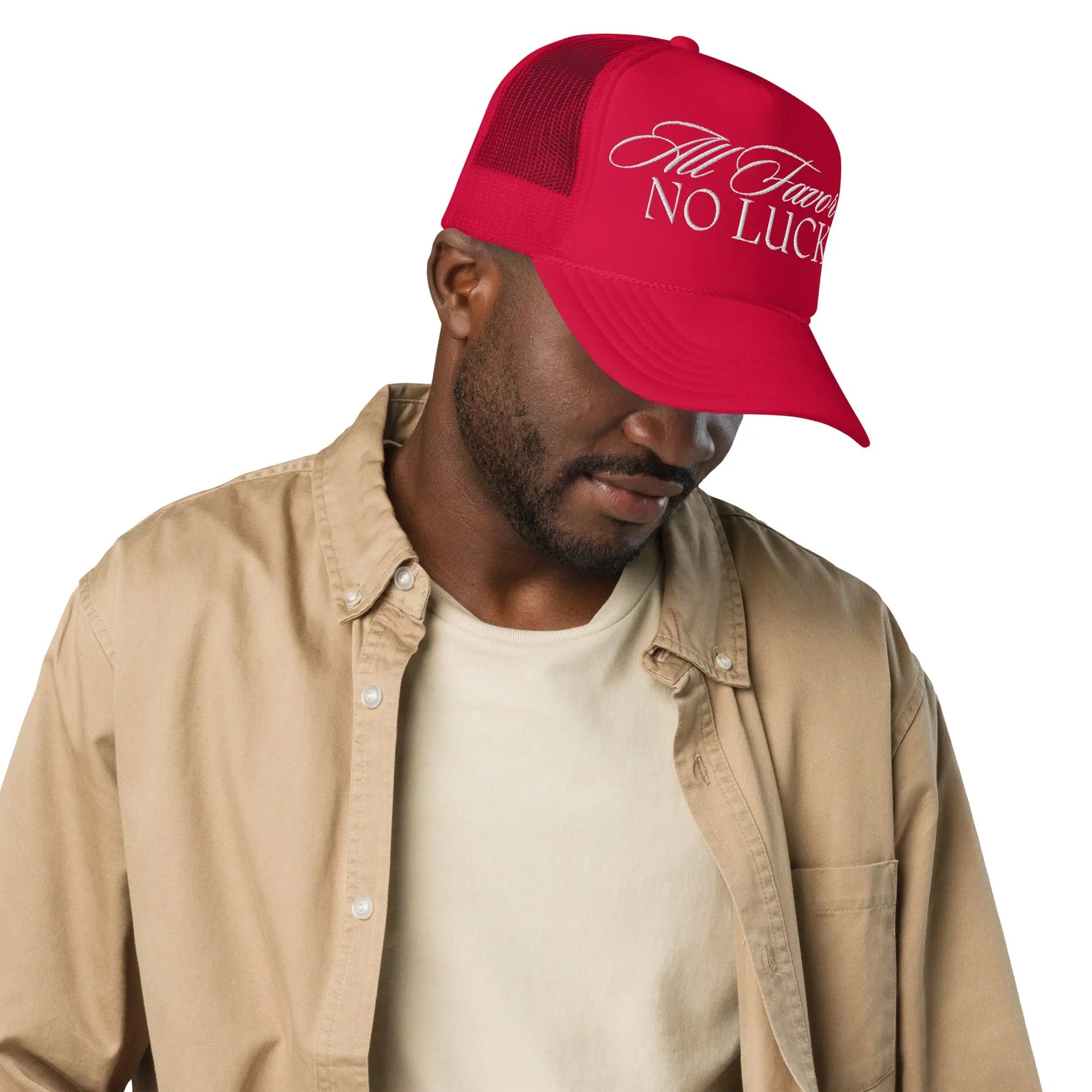 All FAVOR No LUCK Foam Trucker Hat GlamChasyn Boutique