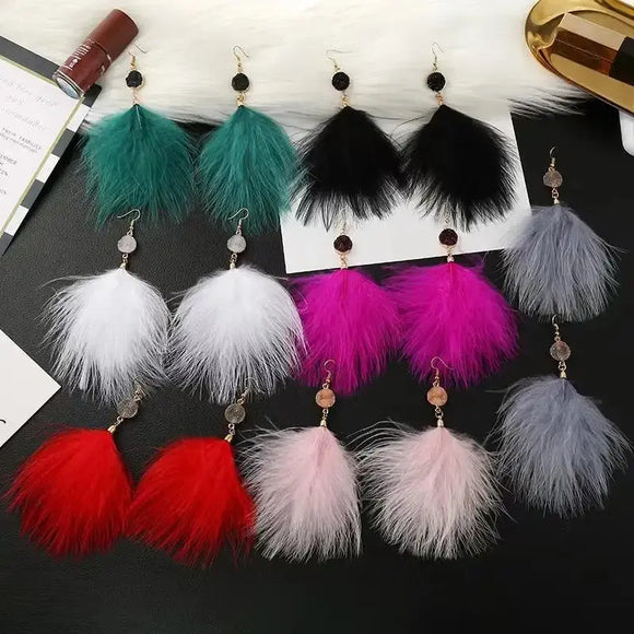 Bohemian Feathered Statement Earrings GlamChasyn