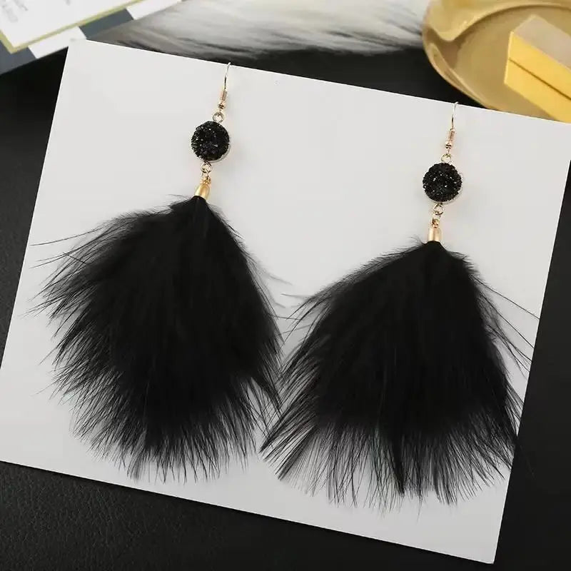 Bohemian Feathered Statement Earrings GlamChasyn