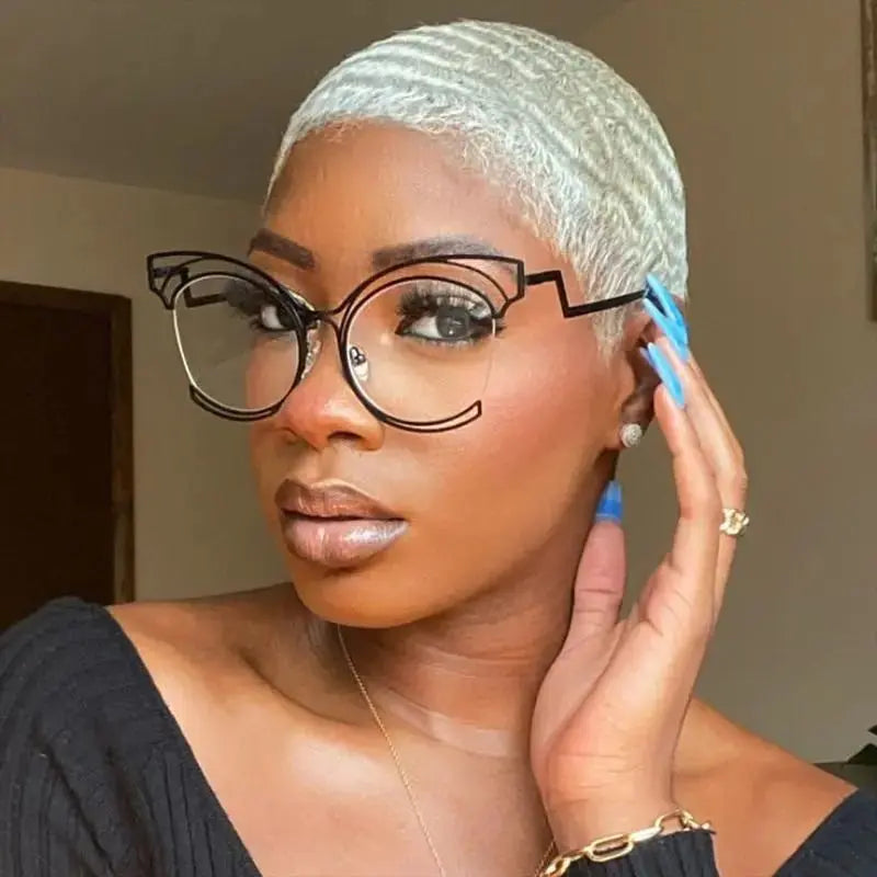 Chloe Hollow Out Oversized Cat-Eye Blue Light Glasses SOG