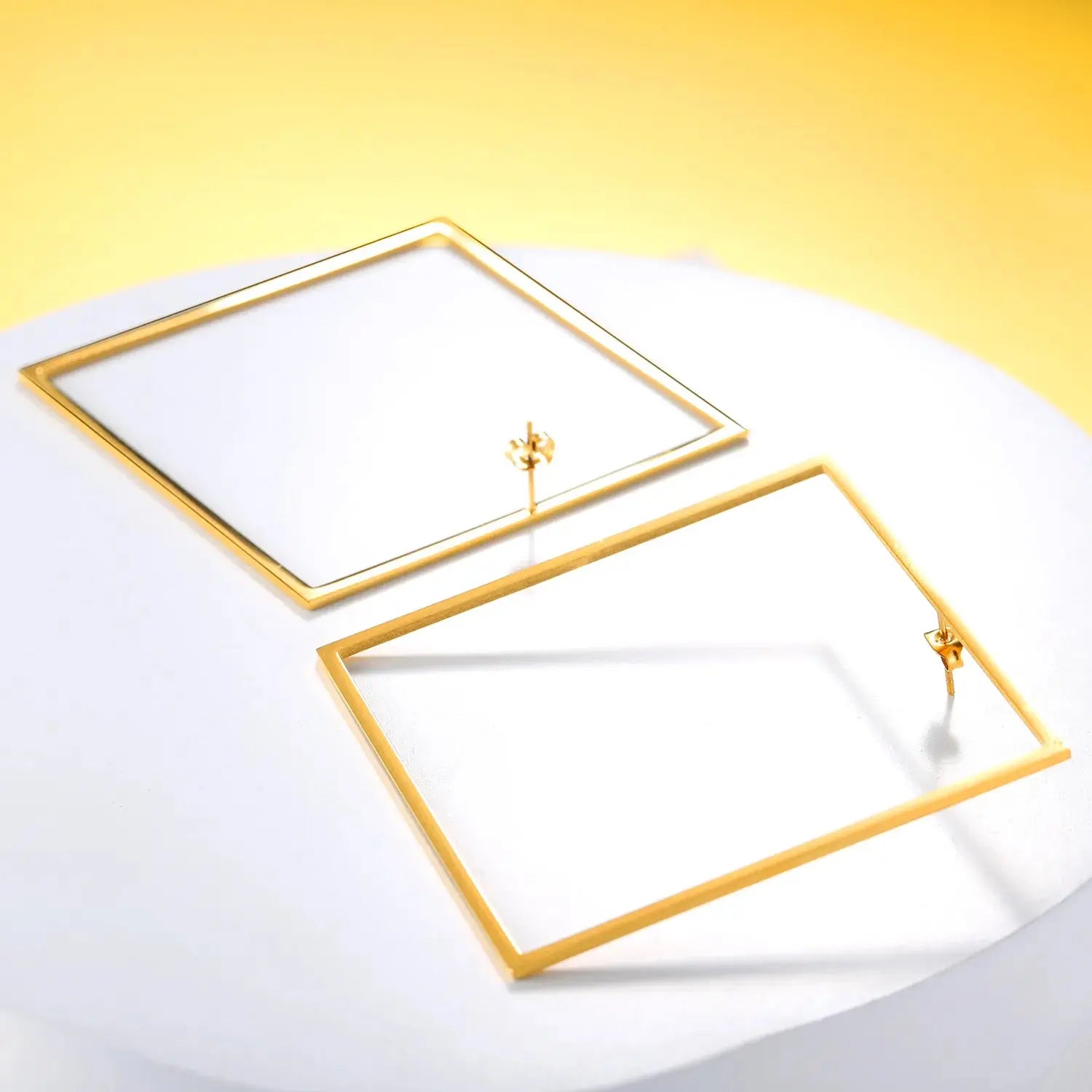 Large Gold Square Hoops GlamChasyn