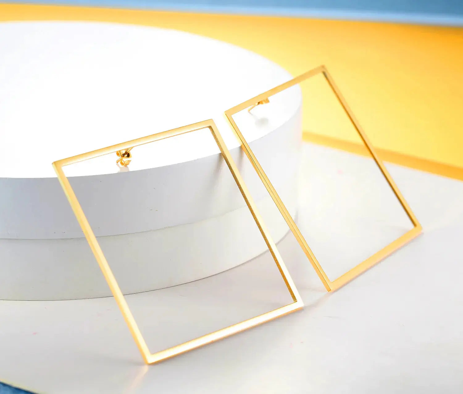 Large Gold Square Hoops GlamChasyn