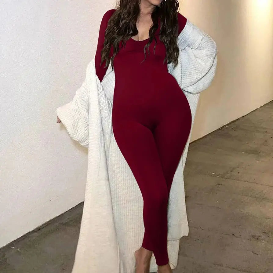 Long Sleeve High Waist Legging Jumpsuit GlamChasyn