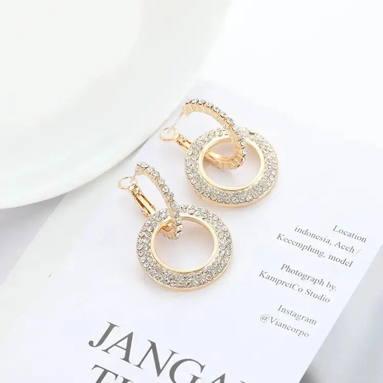 Shiny Double Hoop Drop Earrings GlamChasyn