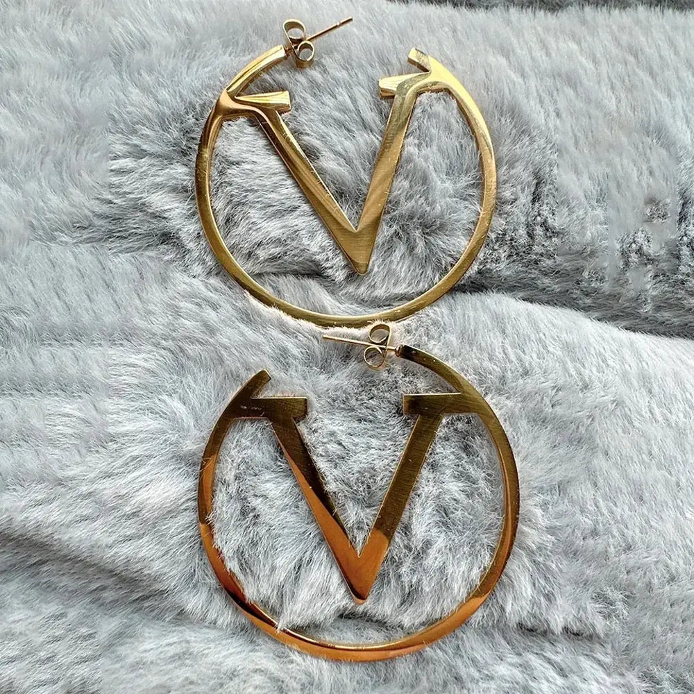 Stainless Steel V Hoops GlamChasyn