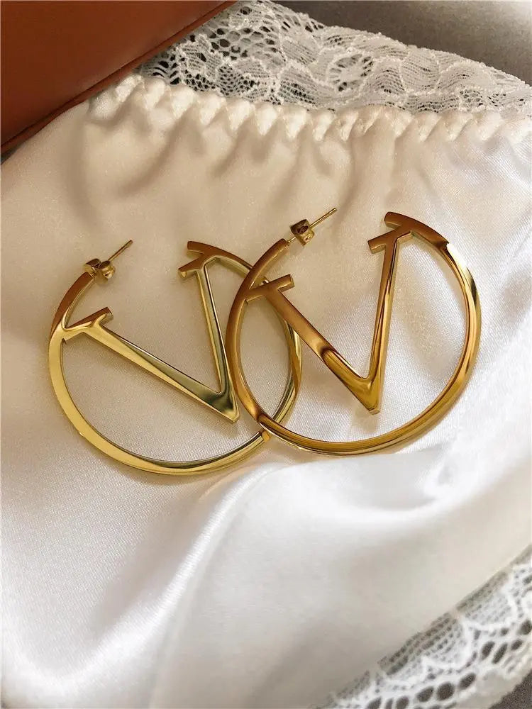 Stainless Steel V Hoops GlamChasyn