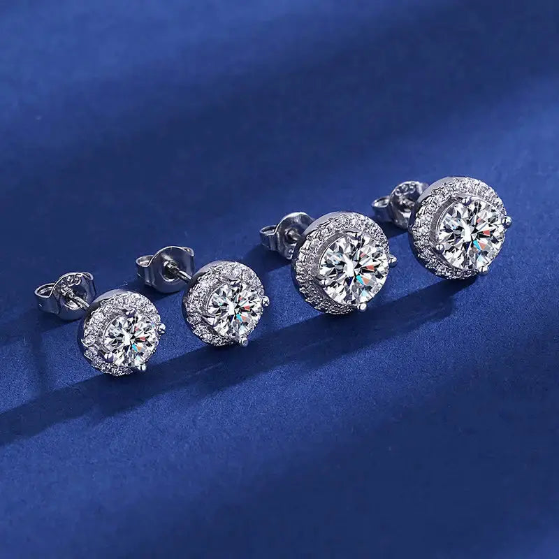 Sterling Silver Diamond Zircon Stud Earrings GlamChasyn