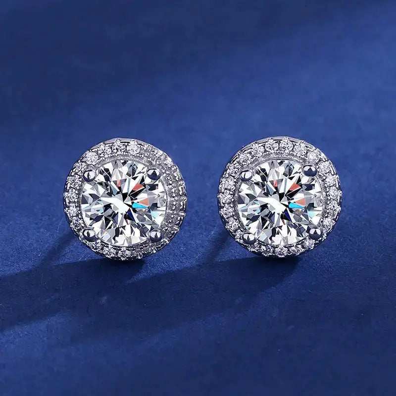 Sterling Silver Diamond Zircon Stud Earrings GlamChasyn