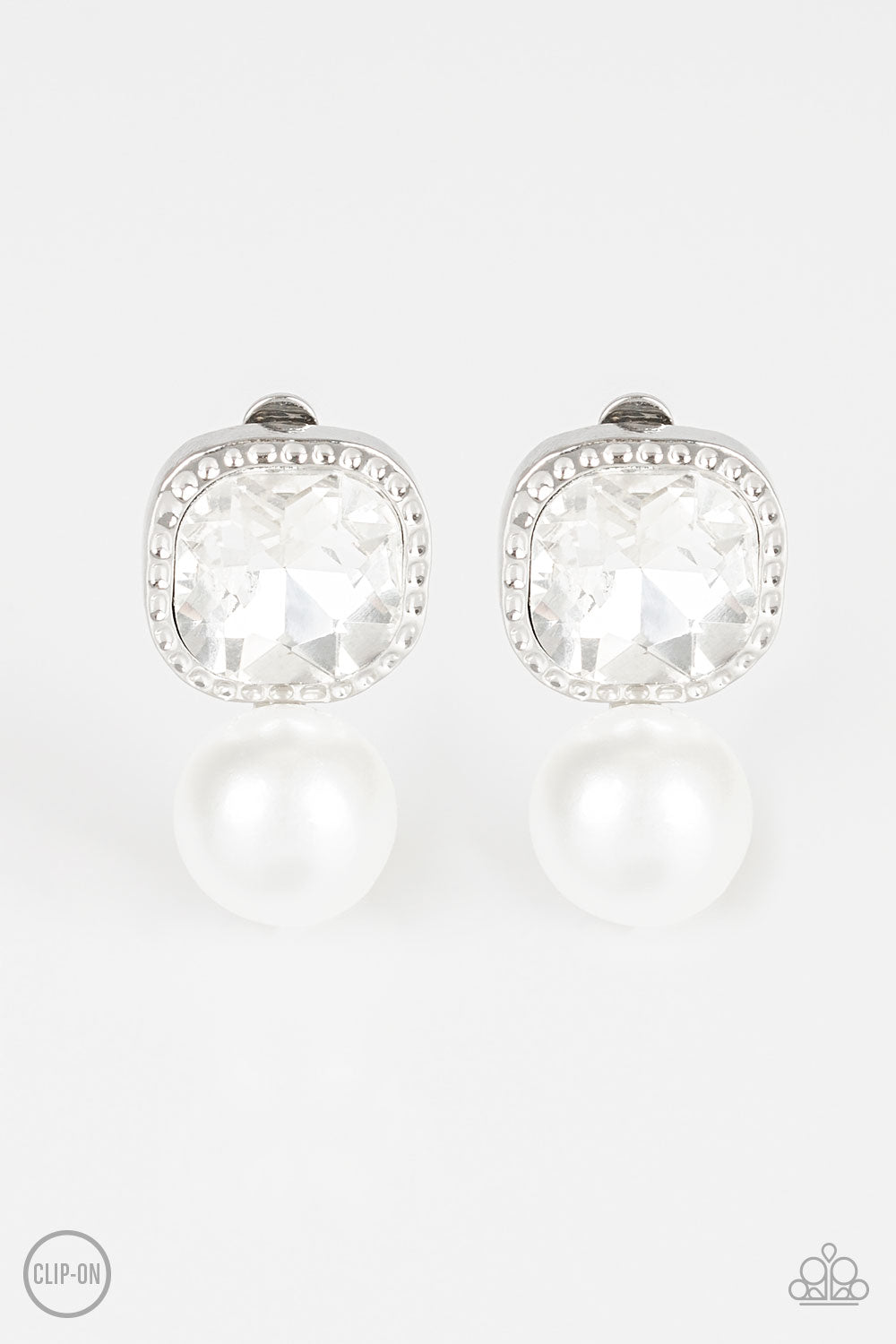 Gatsby Gleam - White Clip-On Paparazzi Accessories