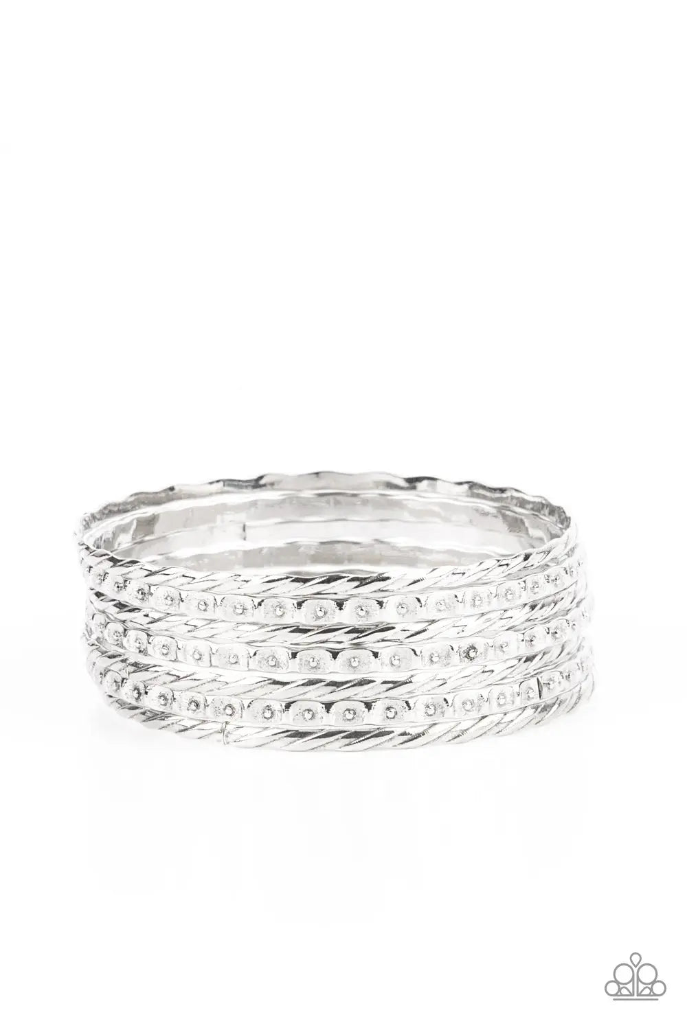 Back-To-Back Stacks - Silver Paparazzi Accessories