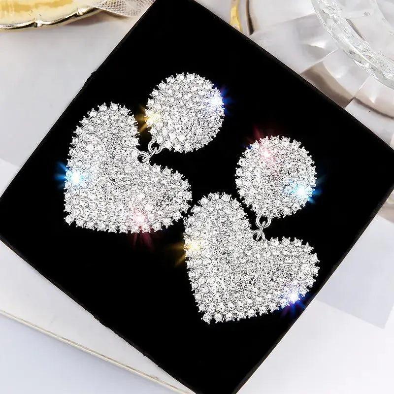 Bling Drop Heart Earrings GlamChasyn