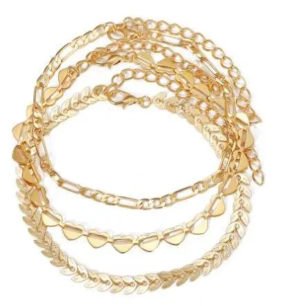 Gold Heart Anklets GlamChasyn