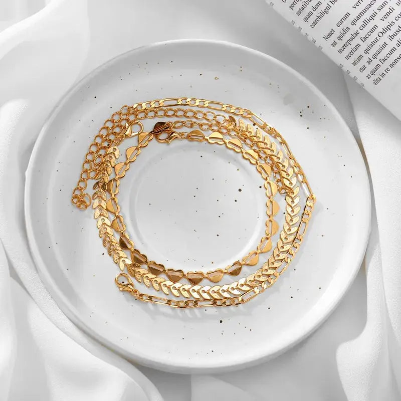 Gold Heart Anklets GlamChasyn