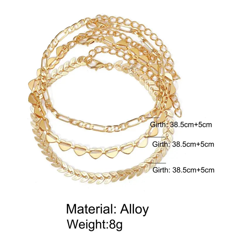 Gold Heart Anklets GlamChasyn