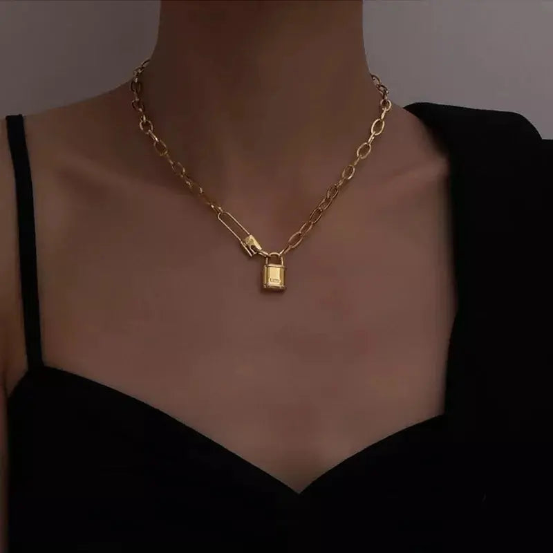 LOCKED IN LOVE- gold lock necklace SOG