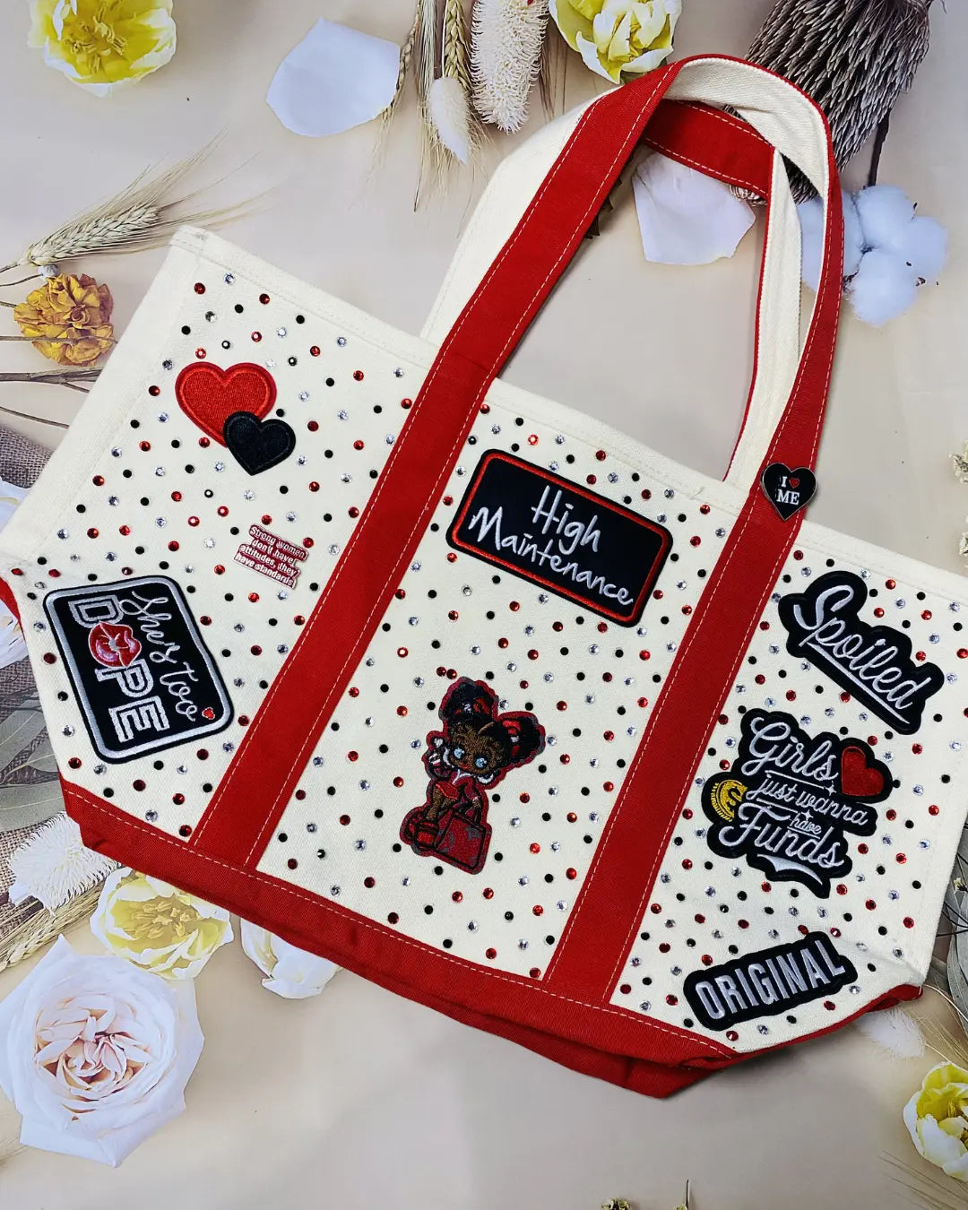 Baddie Statement Tote Bag with Matching Insert | Glam Canvas Tote for Women | One of a Kind Fashion Tote GlamChasyn Boutique