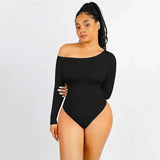 Copy of Long Sleeve Black Off Shoulder Compression Fit Bodysuit GlamChasyn