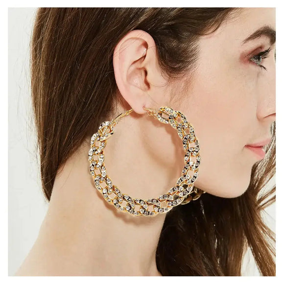 Iced Linked Out Hoops GlamChasyn