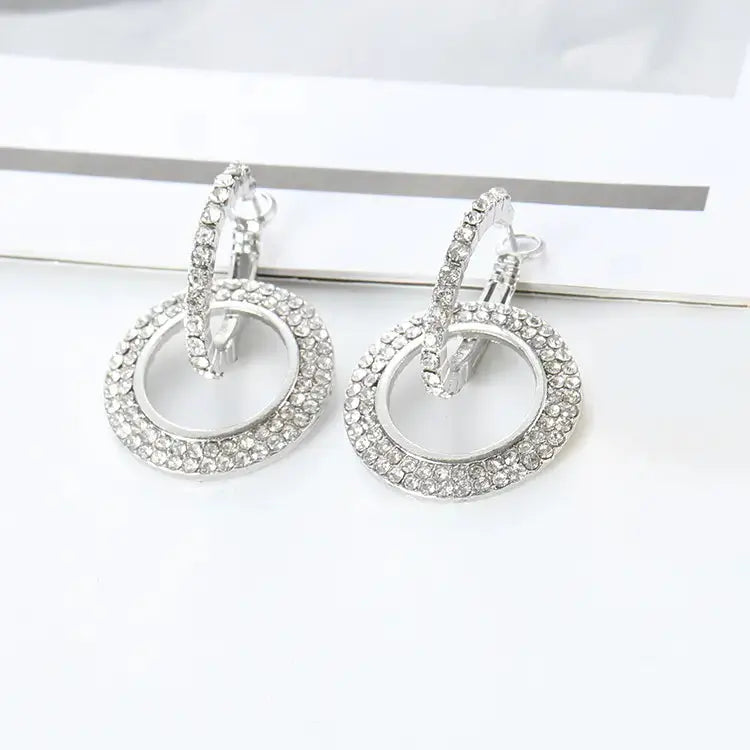 Shiny Double Hoop Drop Earrings GlamChasyn