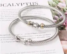 Stainless Steel Twisted Cable Hook Bracelet GlamChasyn