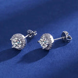 Sterling Silver Diamond Zircon Stud Earrings GlamChasyn