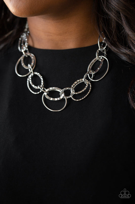 Bend OVAL Backwards - Silver Paparazzi Accessories