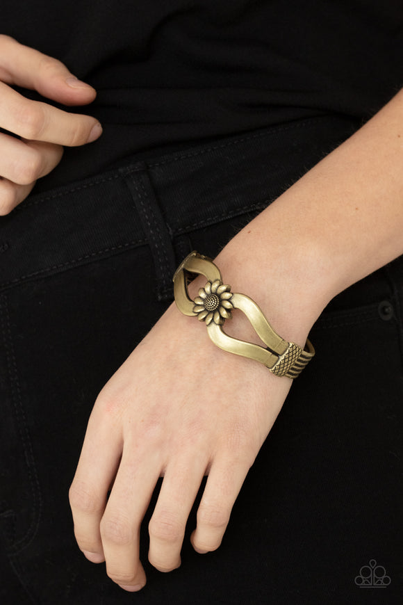 Let A Hundred SUNFLOWERS Bloom - Brass Paparazzi Accessories