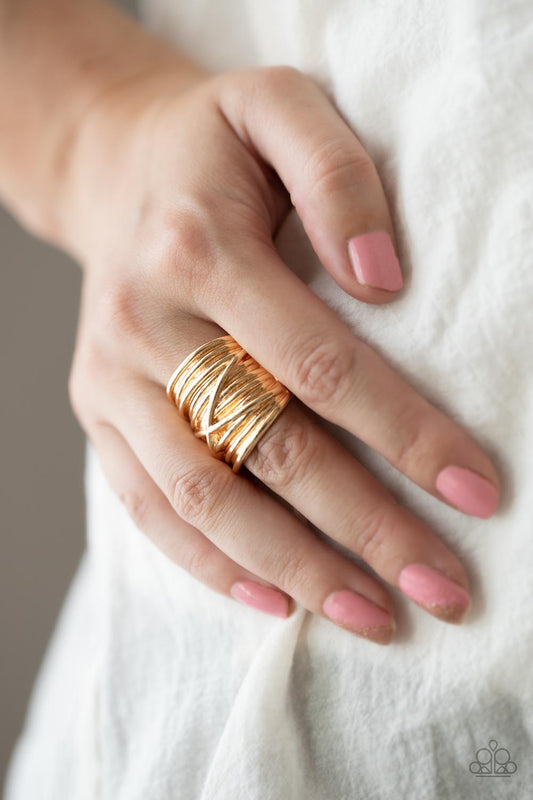 Urban Overlap - Gold Paparazzi Accessories