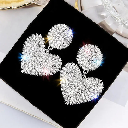 Bling Drop Heart Earrings GlamChasyn
